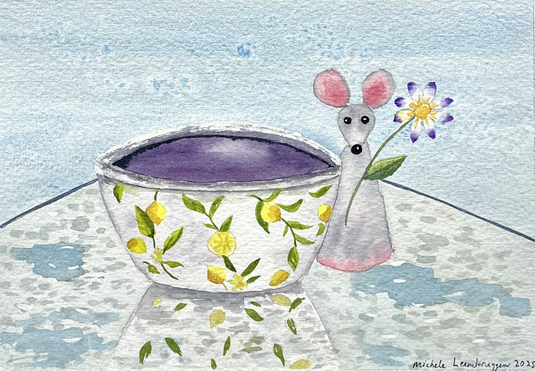 Butterfly and Lavender watercolor painting