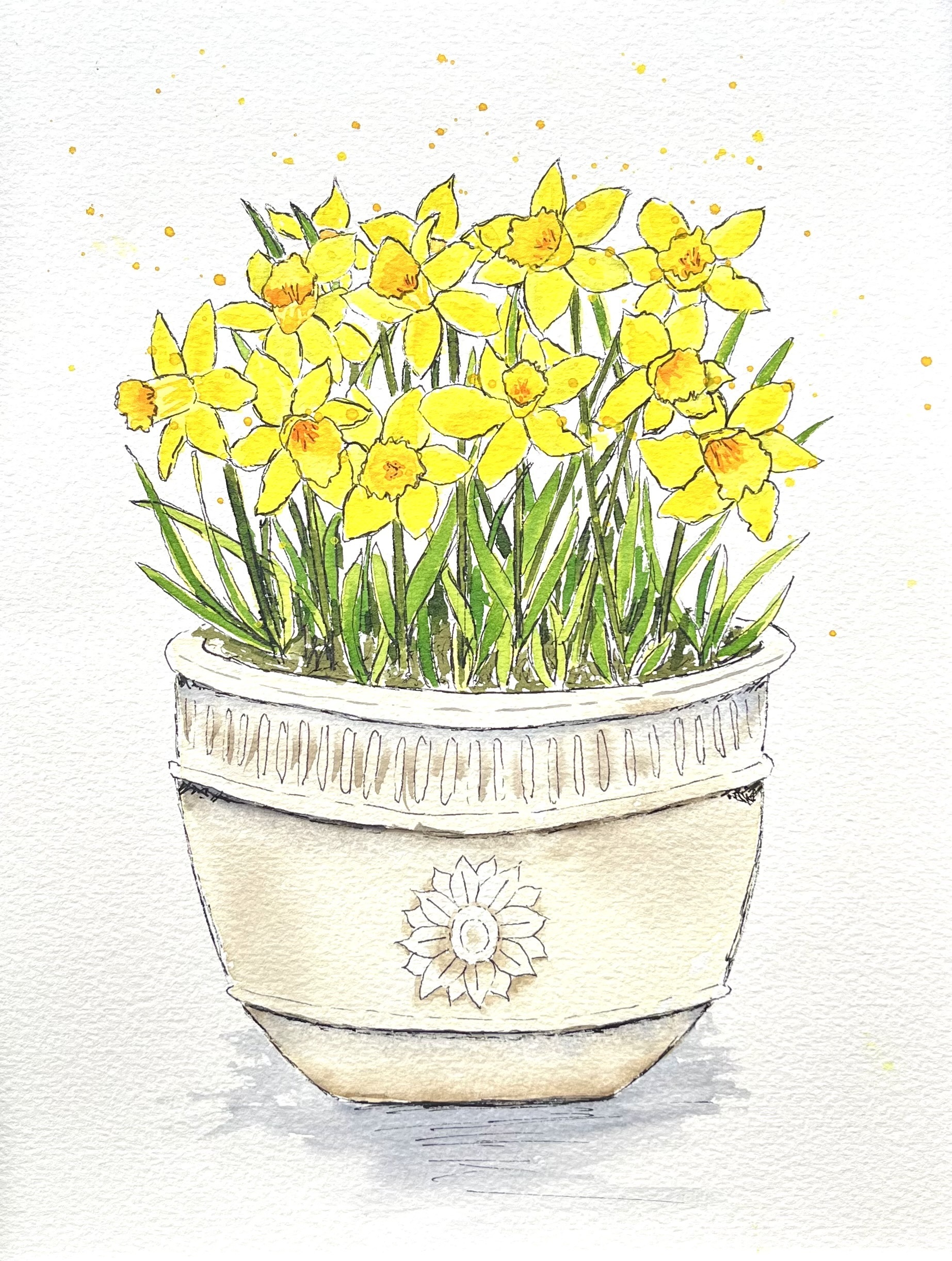 Cosmos watercolor painting