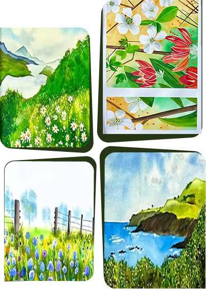 Watercolour landscapes collage